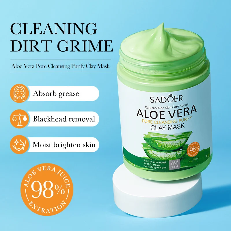 SADOER Aloe Vera Clay Mask Review: An Honest Look at Pore Cleansing 1 SADOER Aloe Vera Clay Mask jar with green creamy paste