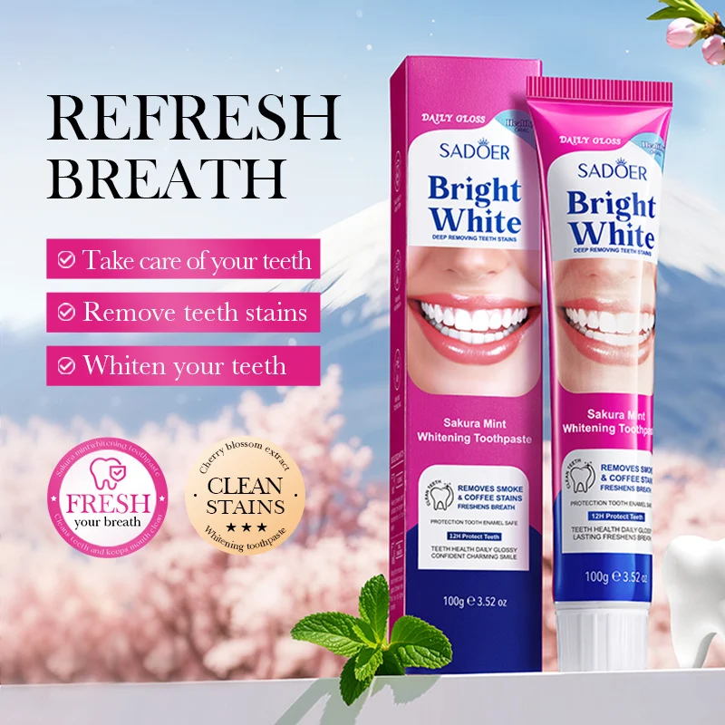 My Month-Long Saga with a Pink-Tinted Tube: The SADOER Sakura Mint Whitening Toothpaste Review 1 SADOER Sakura Mint Whitening Toothpaste tube on a bathroom counter